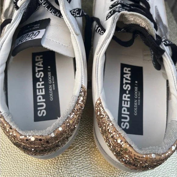 Golden Goose Women's White and Gold Glitter Sneakers - Picture 10 of 11